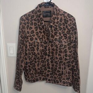 Blank NYC Brown Leopard Print Jean Jacket